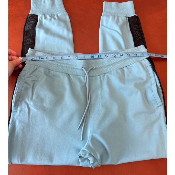 Guess Mens Light Blue Jogger Track Pants Black Guess Logo Athletic Streetwear M - Picture 3 of 13